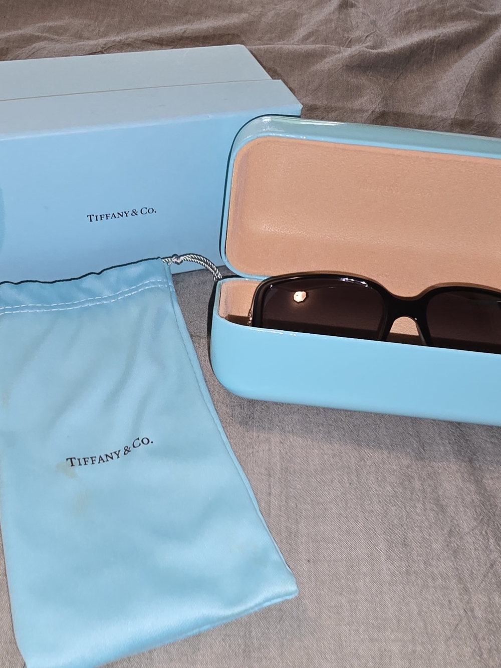 Tiffany & Co. Light Blue Sunglasses Case with Matching Pouch